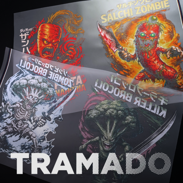 Ejemplo de tramado para DTF en ilustraciones con degradados y efectos de color